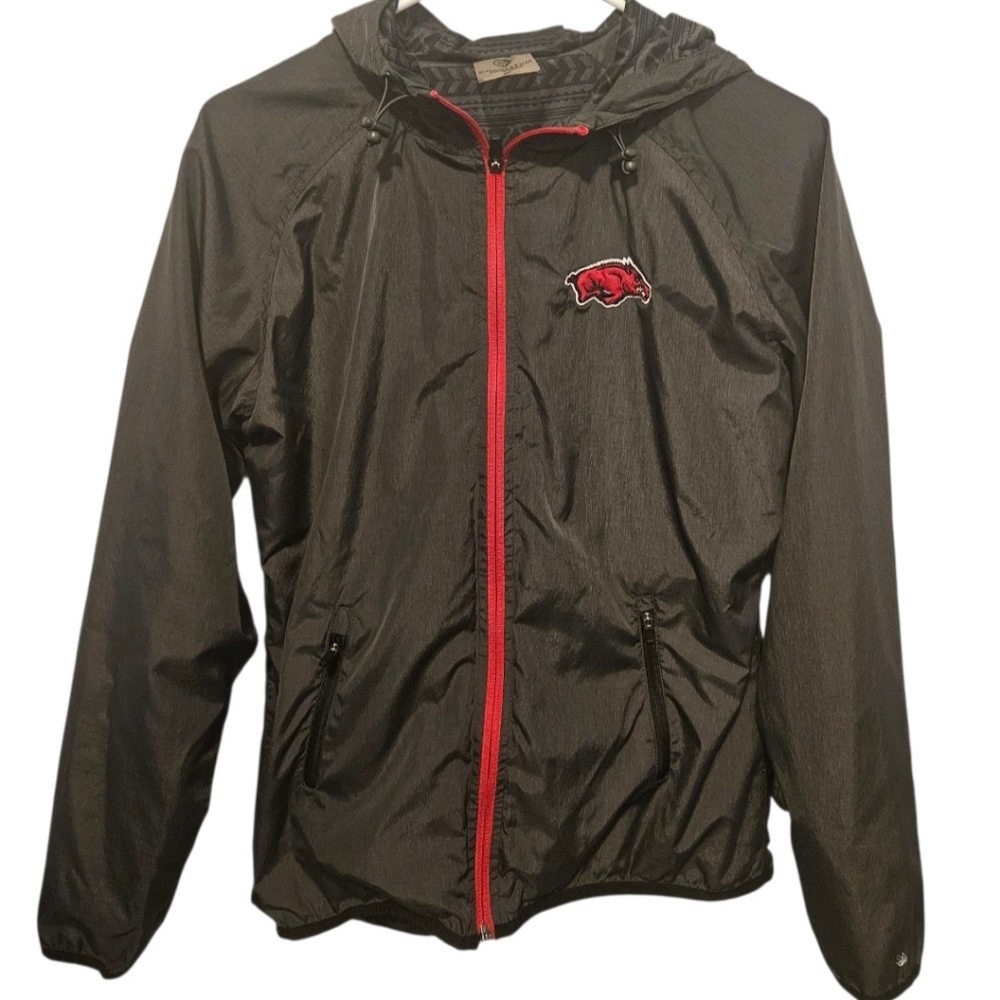 Colosseum Arkansas Razorbacks Womens Lightweight Jacket Hood Dark Gray